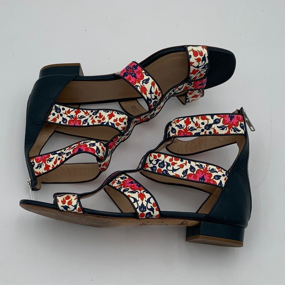 Crew Made in Italy Floral Gladiator Sandals Multicolor Leather Womens Size 9 - Picture 6 of 12